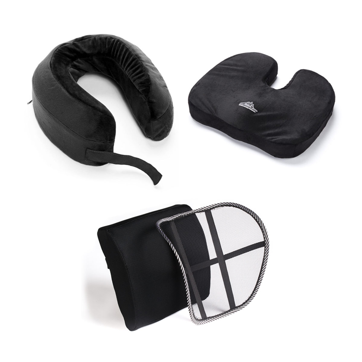 Black Mountain Products Lumbar Back Support Cushion Set - Black