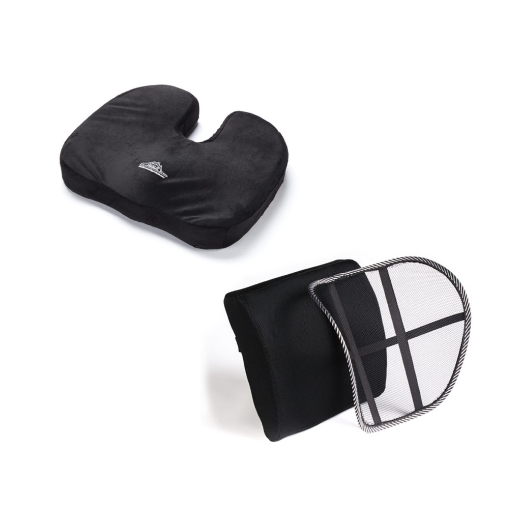 Orthopedic Memory Foam Seat Cushion and Lumbar Support Kit - Black ...